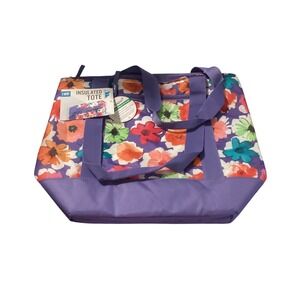 Insulated Tote Bag Floral Purple Thermal‎ Grocery Cooler